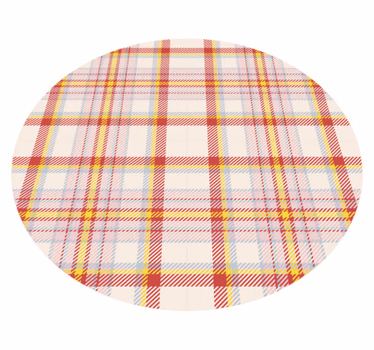 Vibrant Check Pattern circular vinyl rug - TenStickers