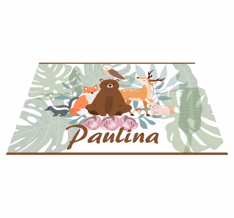 Girly woodland animals personalised animal rug - TenStickers