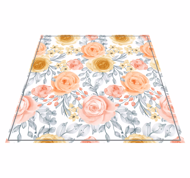 Flower vinyl rug in floral pink hues - TenStickers