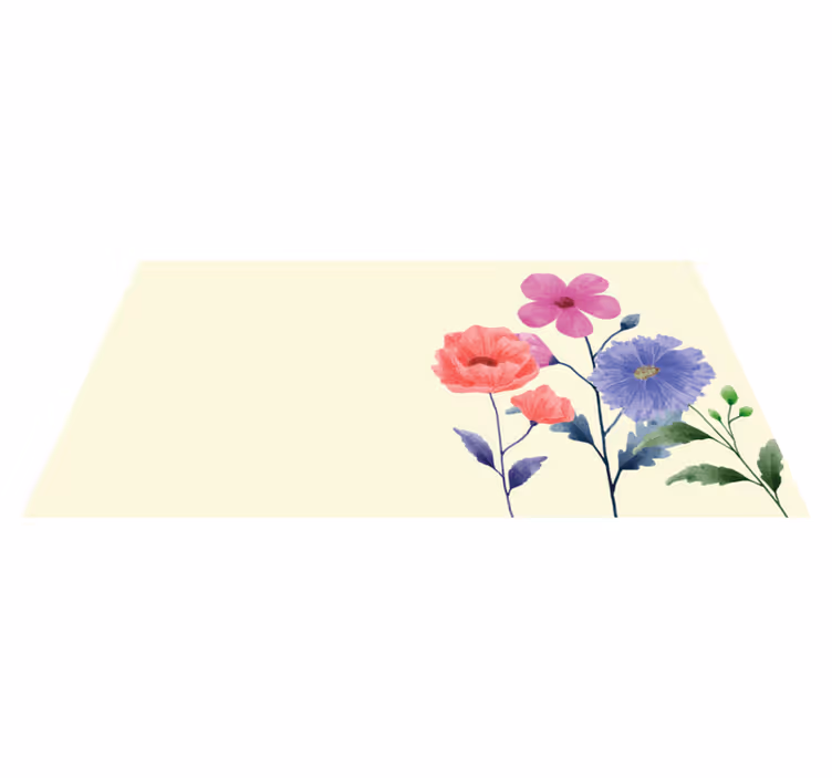 Flower vinyl rug vibrant botanical design - TenStickers