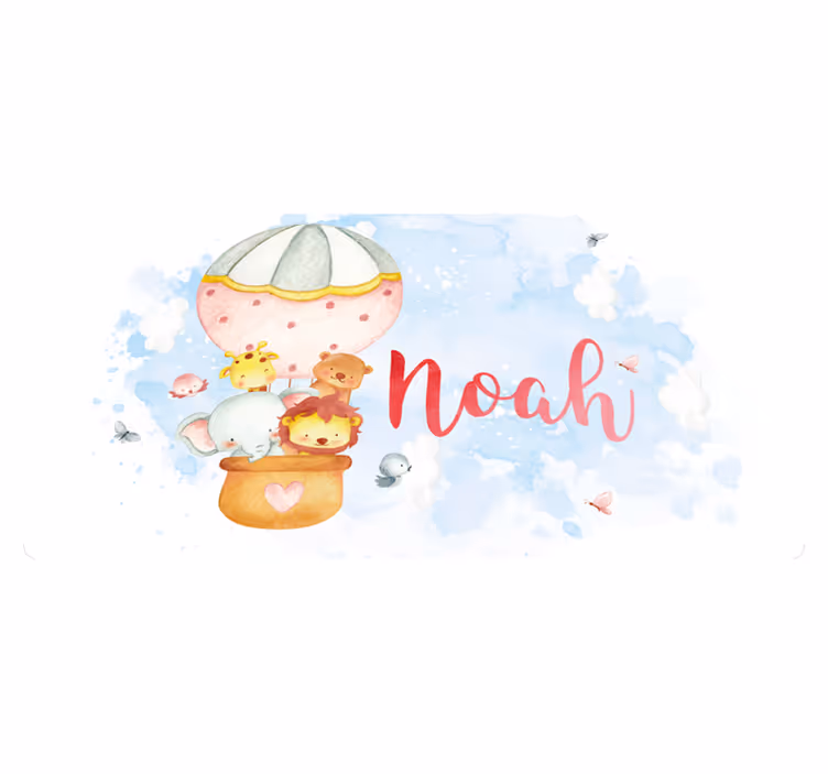 Balloon adventure with name nursery vinyl rug - TenStickers