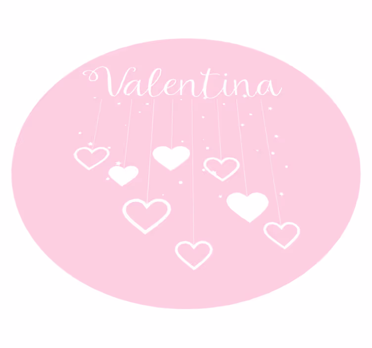 Hanging pink hearts with name vinyl rug - TenStickers