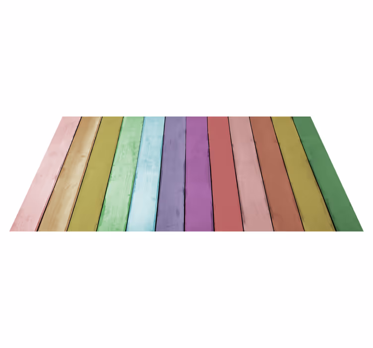 Vibrant rainbow lines wood vinyl rug - TenStickers