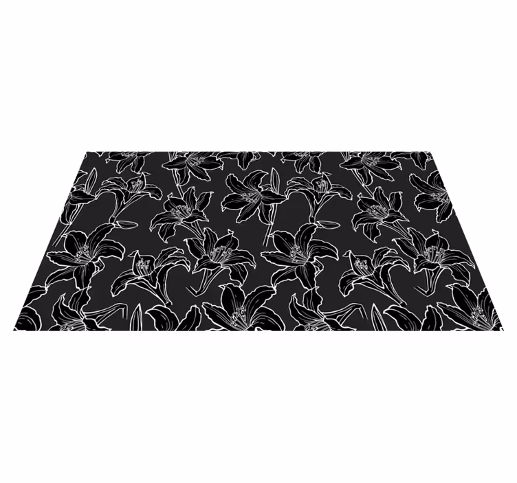 Black Floral Arrangement flower vinyl rug - TenStickers