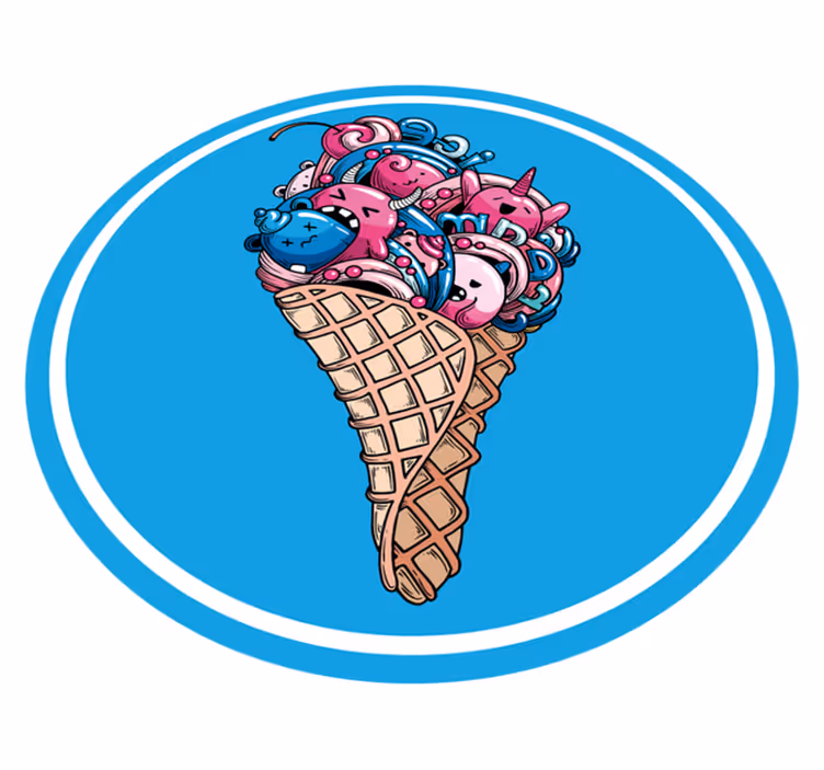 Ice Cream Delight circular vinyl rug - TenStickers