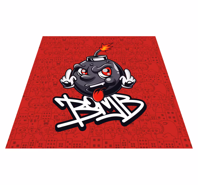 Cartoon Bomb Character teenager vinyl rug - TenStickers