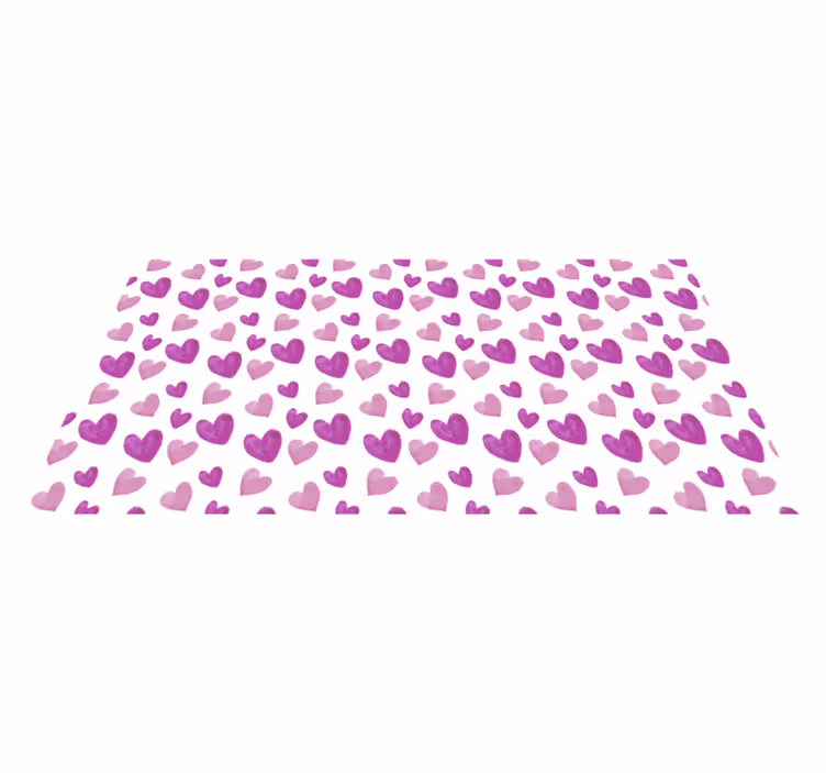 Watercolor pink hearts pattern nordic vinyl rug - TenStickers