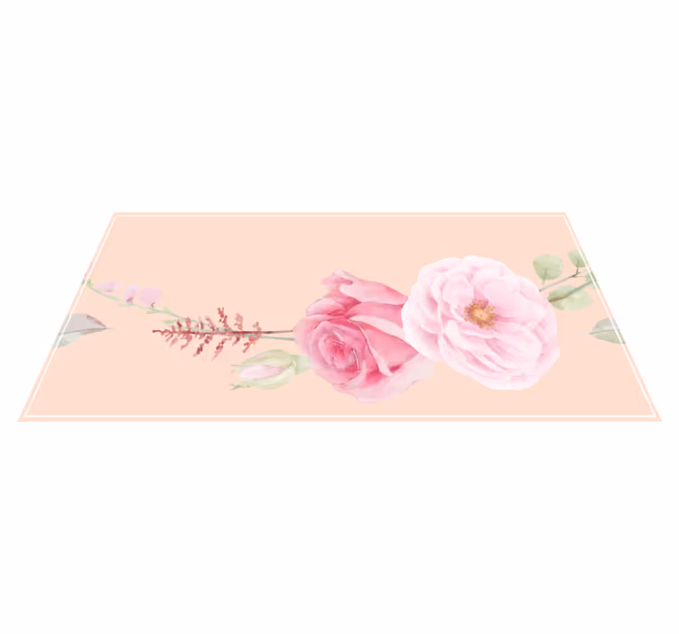 Blush Pink Blooms flower vinyl rug - TenStickers