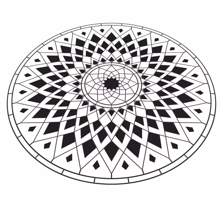 Complex Black Motif mandala vinyl rug - TenStickers