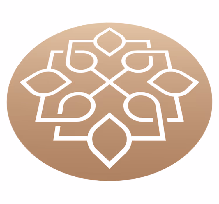 Brown and white motif mandala vinyl rug - TenStickers