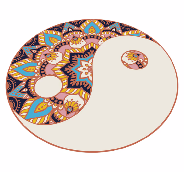 Yin Yang Motif mandala vinyl rug - TenStickers