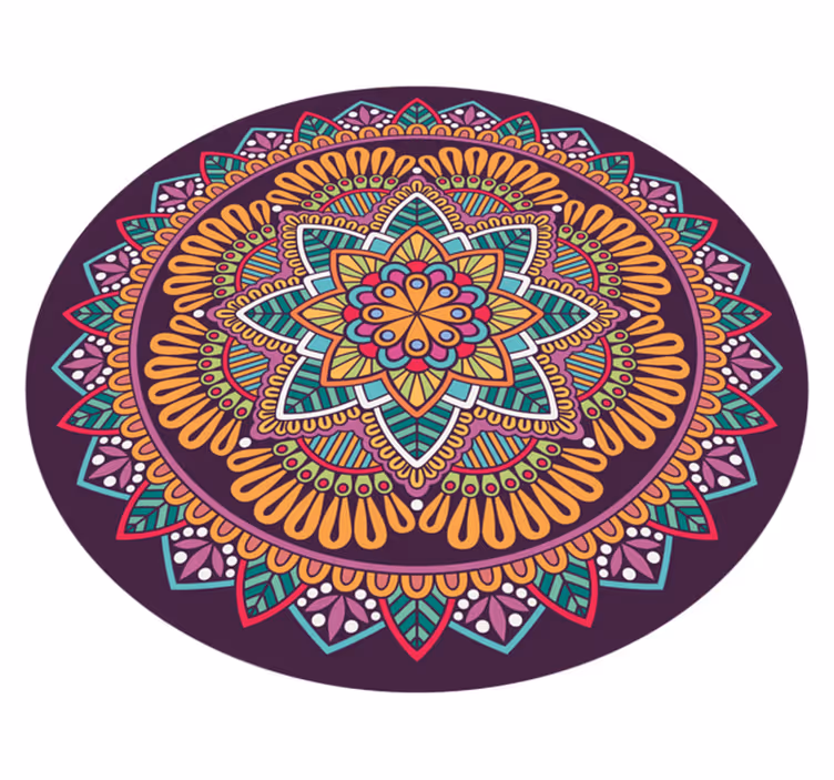 Lively Blooming Element mandala vinyl rug - TenStickers