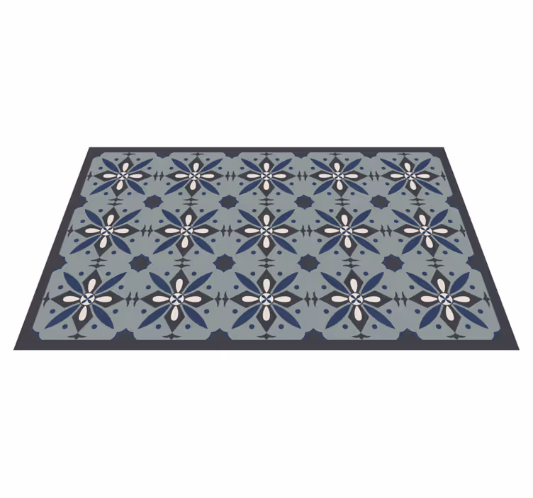 Grey botanical motif tile vinyl rug - TenStickers