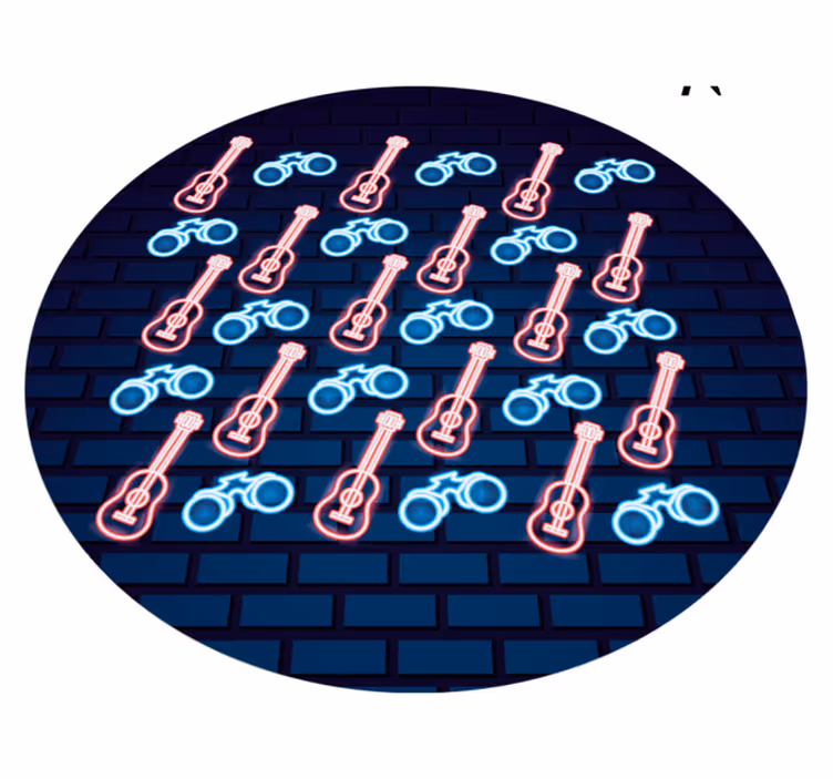 Neon Musical Patterns teenager vinyl rug - TenStickers