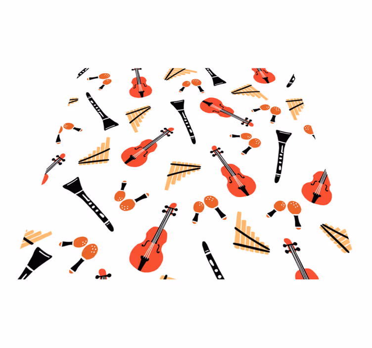 Vinyl rug with musical instrument designs - TenStickers