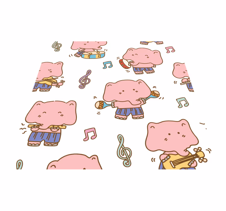 Musical Elephants Theme vinyl rug - TenStickers