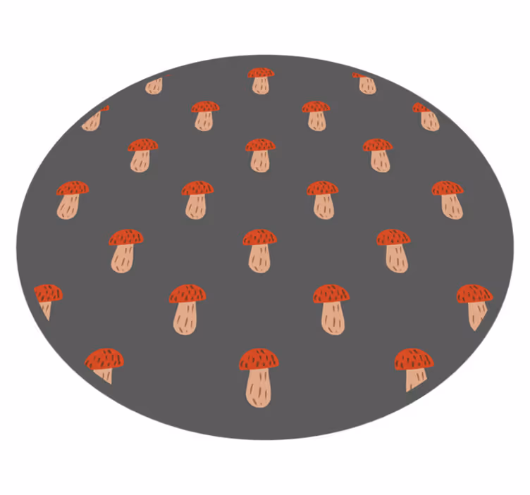 Mushroom Patterned Round kitchen vinyl rug - TenStickers