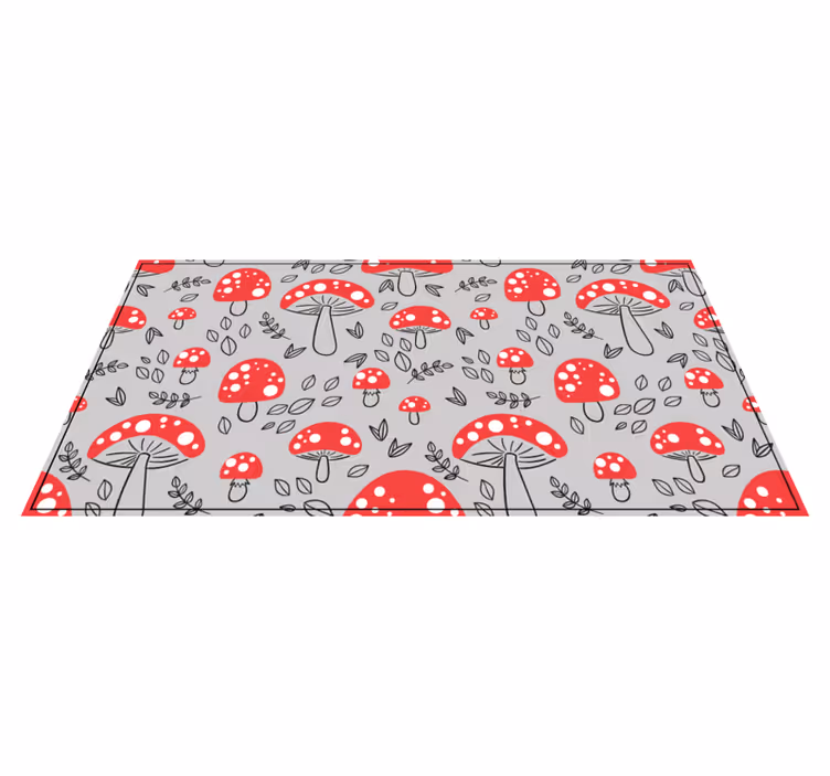 Red Mushroom Pattern nature vinyl rug - TenStickers