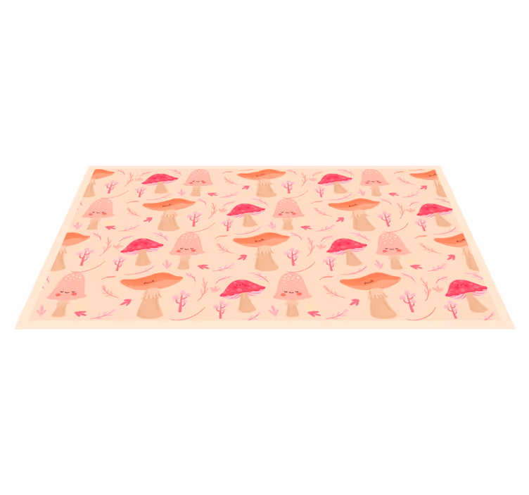 Happy classical mushrooms flower vinyl rug - TenStickers