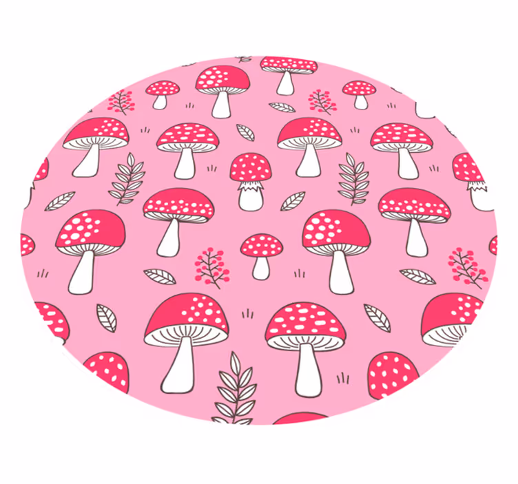 Circle and mushroom pattern floral rug - TenStickers