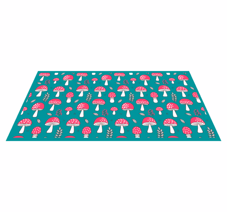 Vibrant Mushroom Motif nature vinyl rug - TenStickers