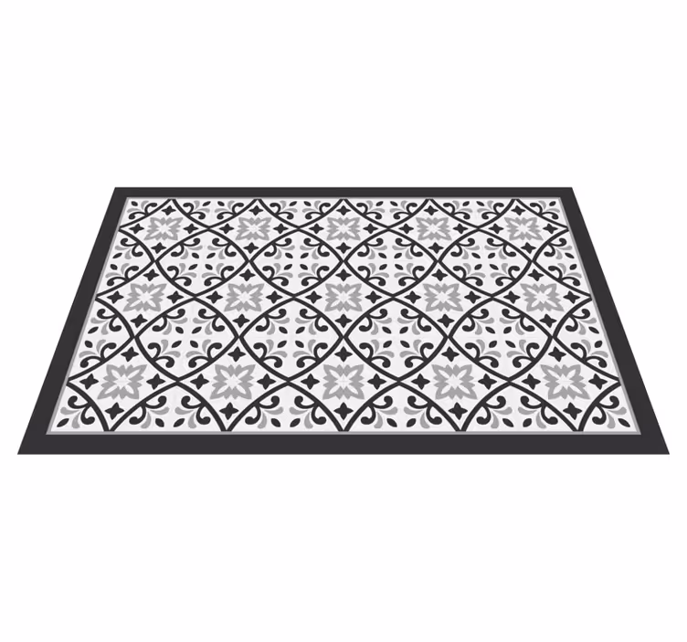 White and grey classic geometric tile carpet - TenStickers