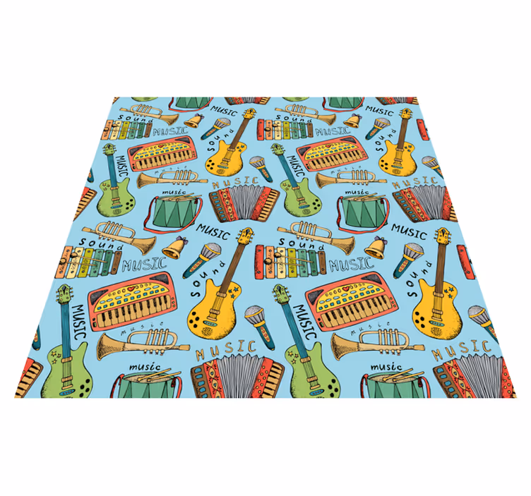 Vinyl rug with joyful music instruments design - TenStickers