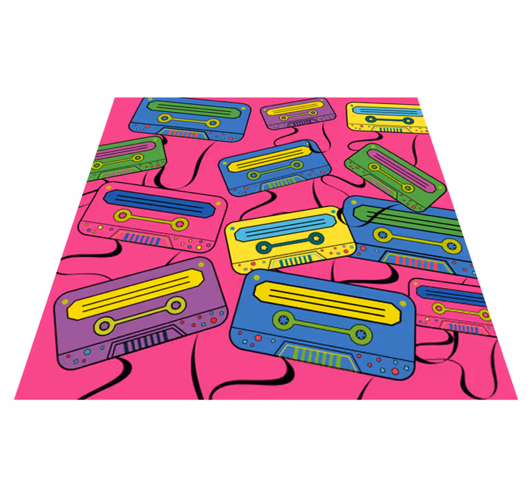 Vibrant Cassette Tapes teenager vinyl rug - TenStickers