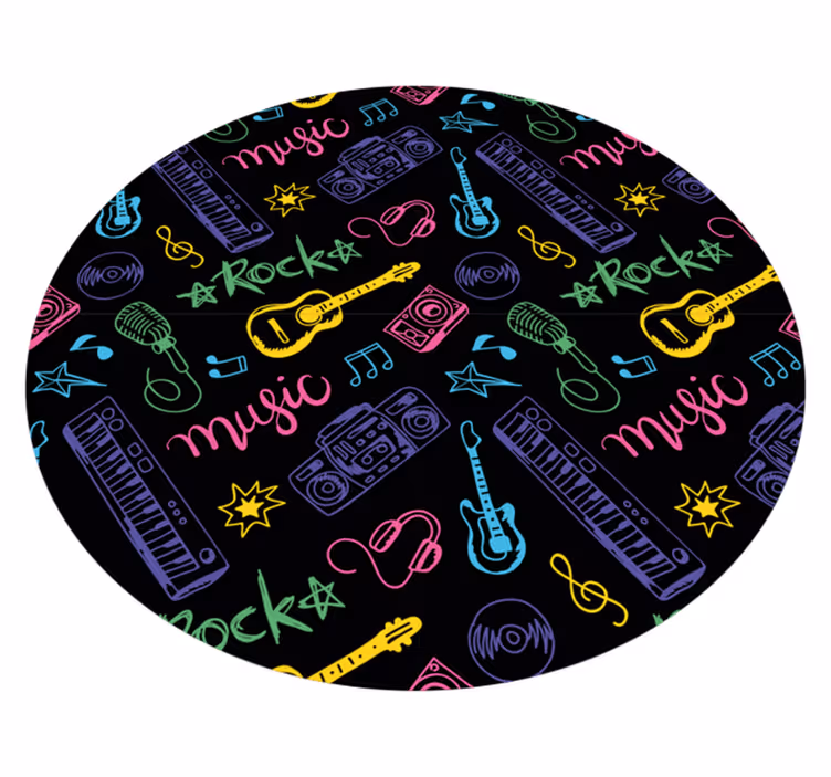 Musical Icons Pattern teenager vinyl rug - TenStickers