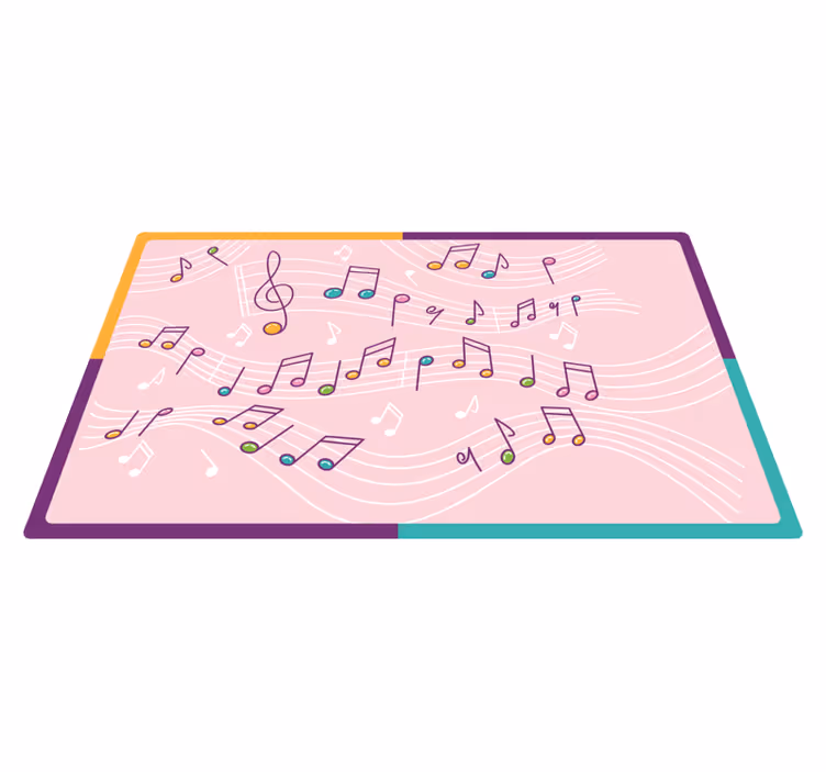 Melodic Note Flow teenager vinyl rug - TenStickers