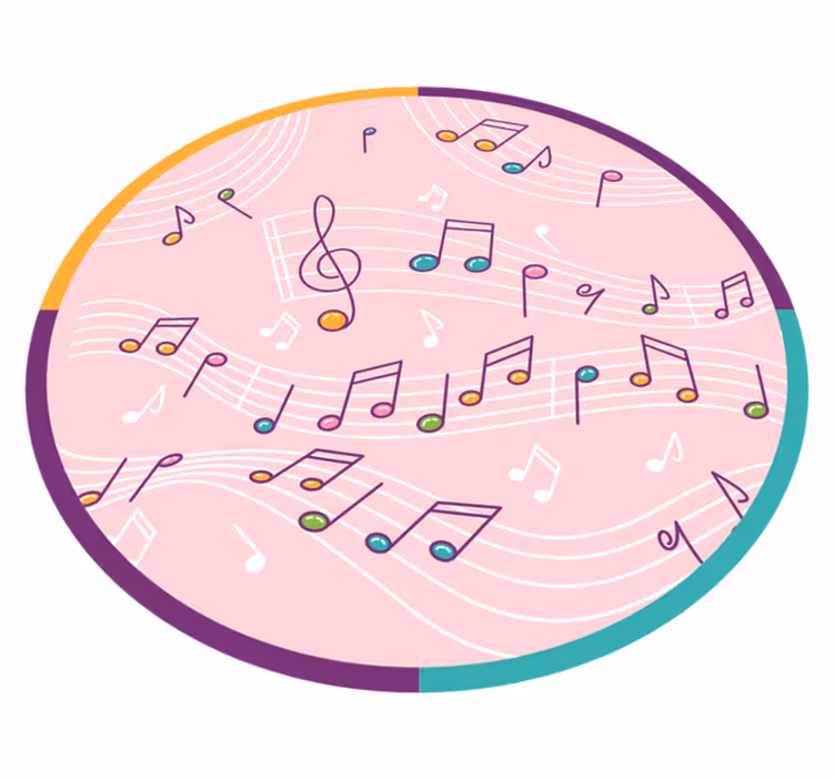 Musical Notes Motif teenager vinyl rug - TenStickers