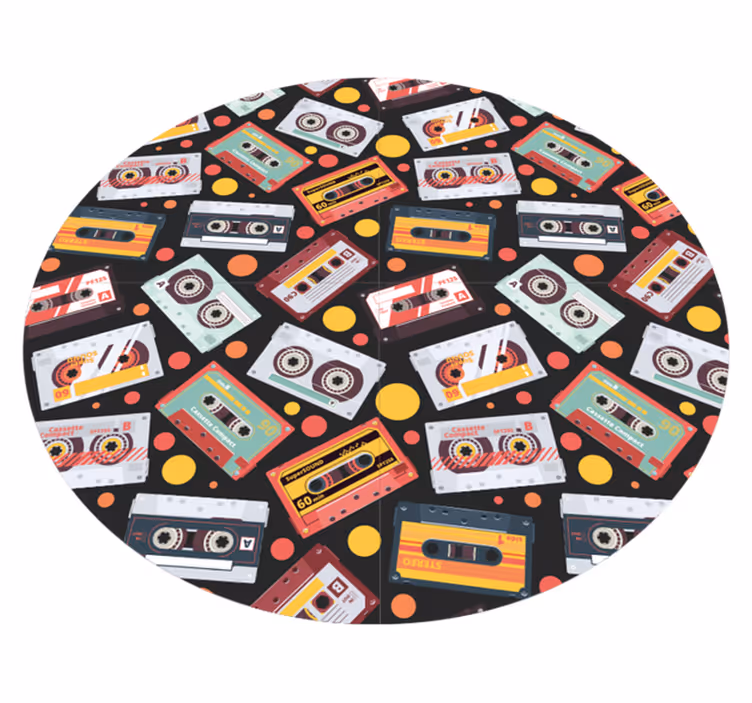 Vintage vinyl rug with cassette design pattern - TenStickers