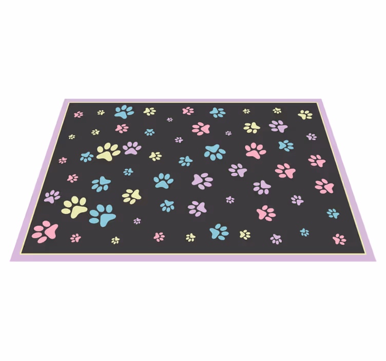 Colorful Paw Imprints animal print vinyl rug - TenStickers