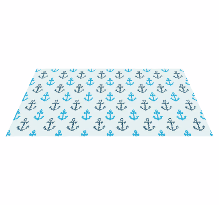 Distorted blue anchor pattern bathroom flooring - TenStickers