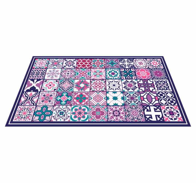 Pink maroccan tile pattern bathroom flooring - TenStickers