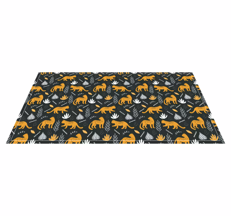 Leopard Pattern Leaves animal vinyl rug - TenStickers