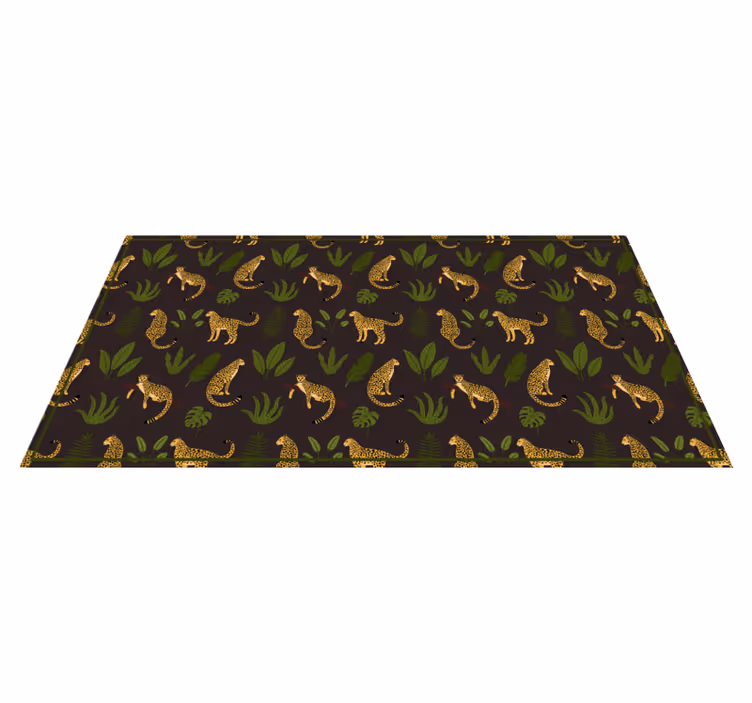Leopard Leaf Pattern animal print vinyl rug - TenStickers