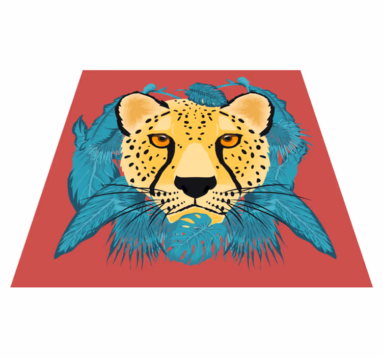 Oriental style leopard graphic  animal rug - TenStickers