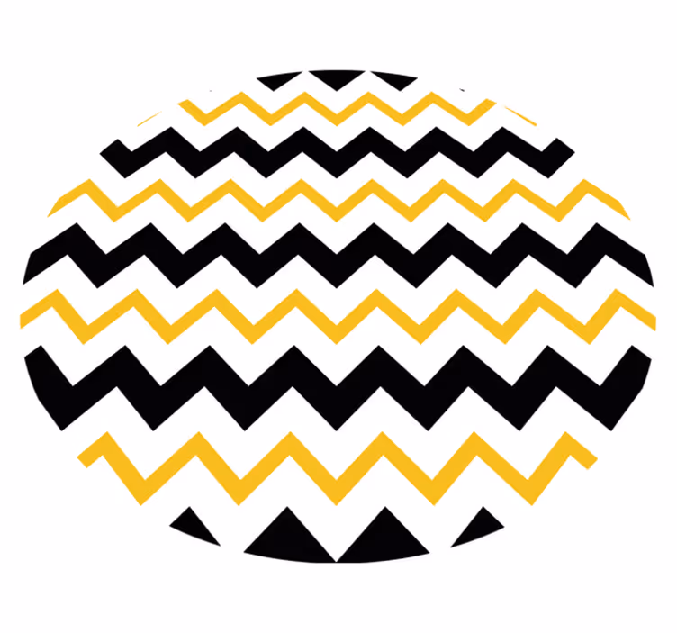 Black and yellow zig zag lines circular rug - TenStickers