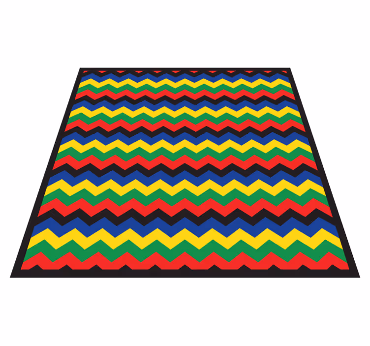 Zig zag lines warm tones square vinyl rug - TenStickers