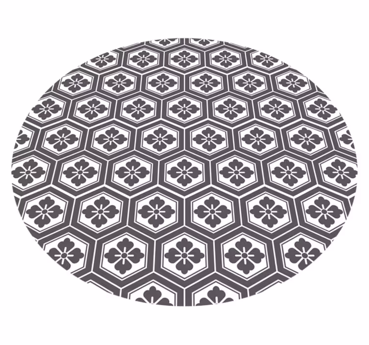 Circular vinyl rug with hexagonal floral design - TenStickers