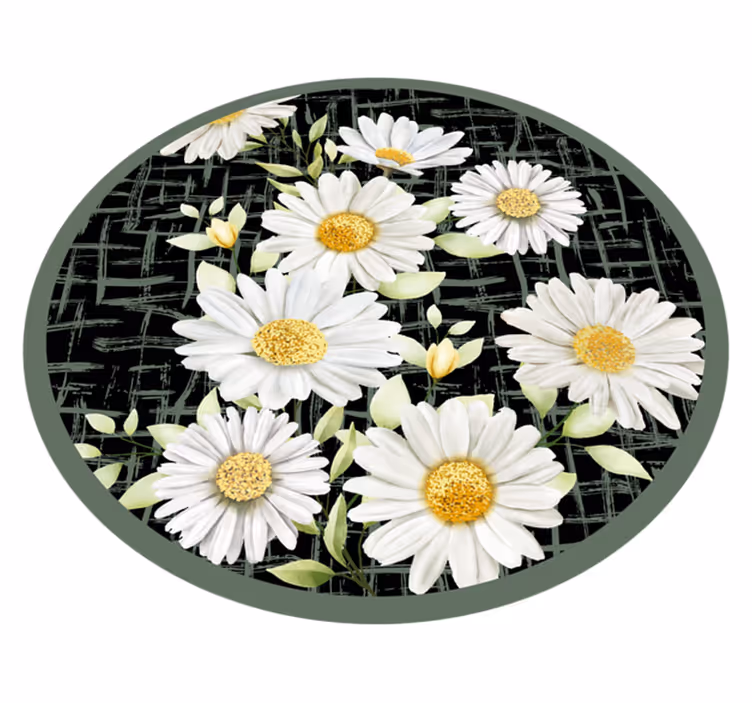 White Daisy Arrangement flower vinyl rug - TenStickers
