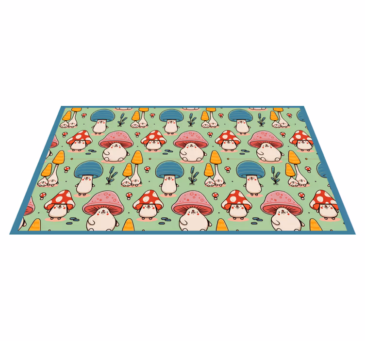 Cute Mushroom Characters kids vinyl rug - TenStickers