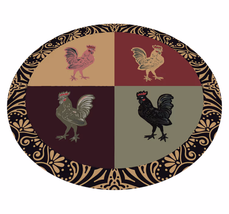 Charming chicken motif animal vinyl rug - TenStickers