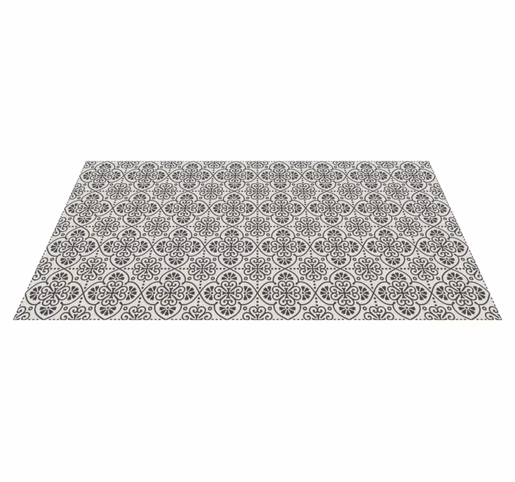 Beige and black flower style tile carpet - TenStickers