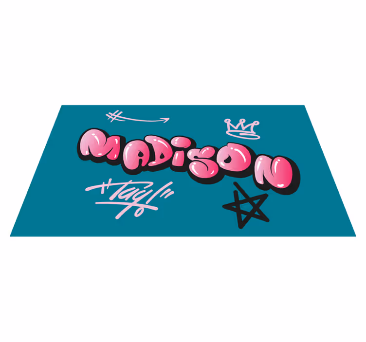 Pink graffiti with name teenager vinyl rug - TenStickers