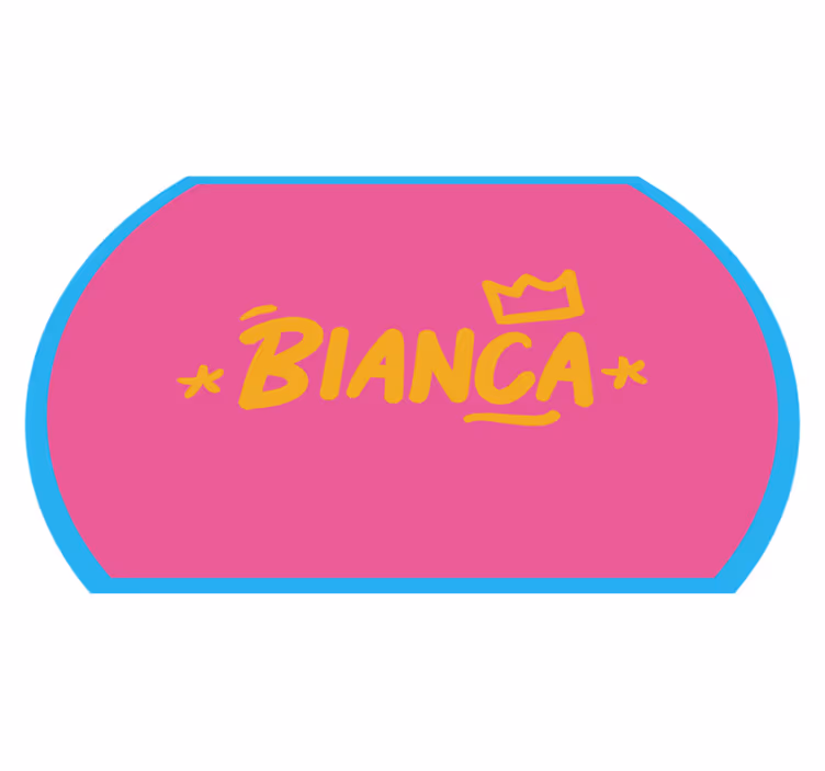 Blue bordered rug with name custom vinyl rug - TenStickers