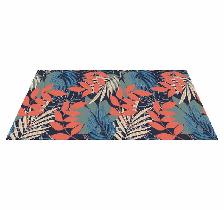 Vibrant Leaf Pattern flower vinyl rug - TenStickers
