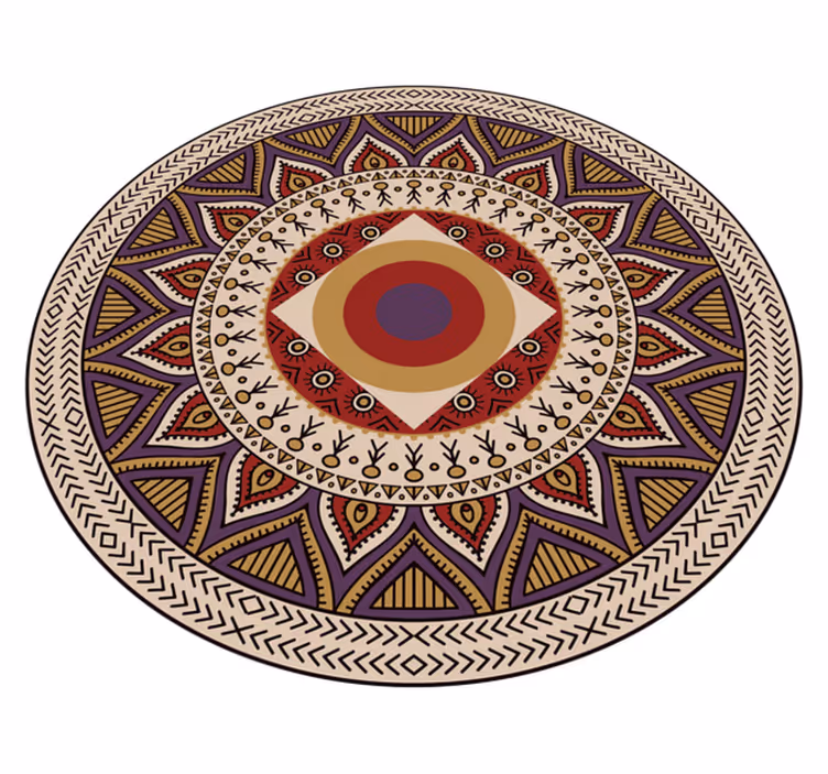 Vibrant Circular Pattern mandala vinyl rug - TenStickers