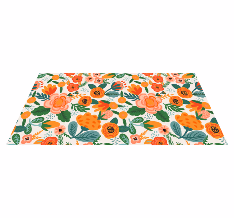 Flower vinyl rug in floral garden design - TenStickers